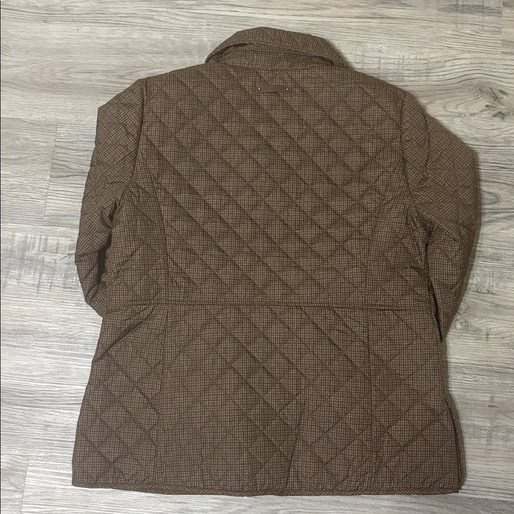 Lauren Ralph Lauren Quilted San Brown Mini Check Jacket NWT - Picture 13 of 15
